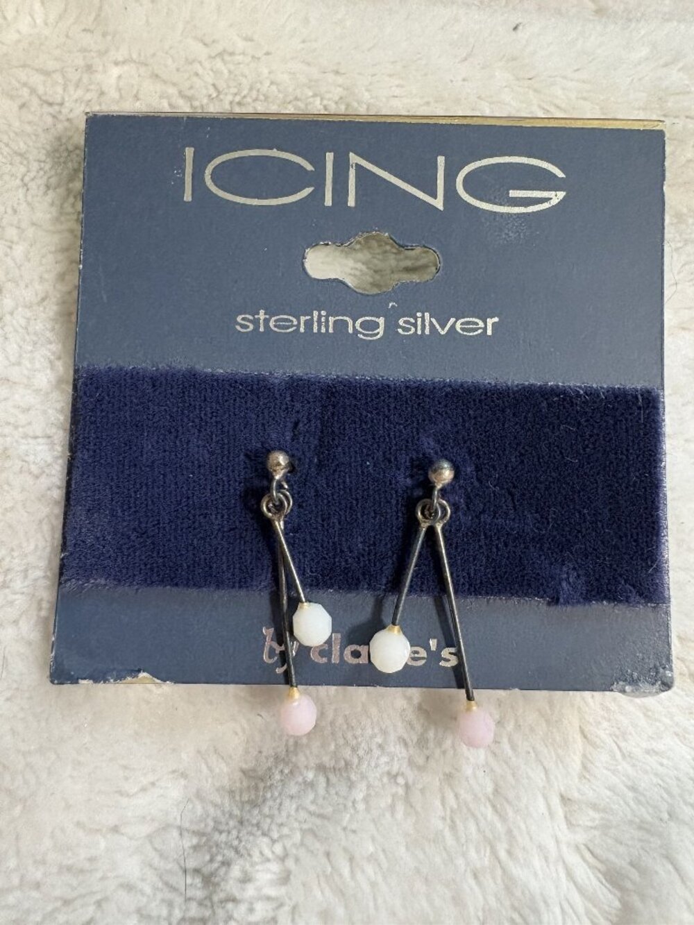 ICING NWT Y2K Sterling Silver Minimalist Drop Earrings Early 2000s Vintage